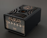 Lotus M3 120 W attenuator: copper lotus vents, front panel with five toggles