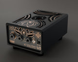 Lotus M3 60 W back panel, 16 Ω model: amp input, speaker outputs, bypass switch and fan power jack